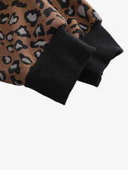 Leopard Patchwork Zip-Up Hoodie