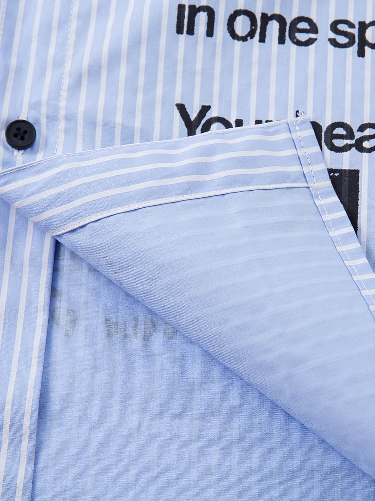Striped Short-Sleeve Shirt with Graphic Print and Layered Sleeves 
