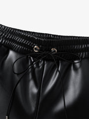 Striped Racing Faux-Leather Shorts 