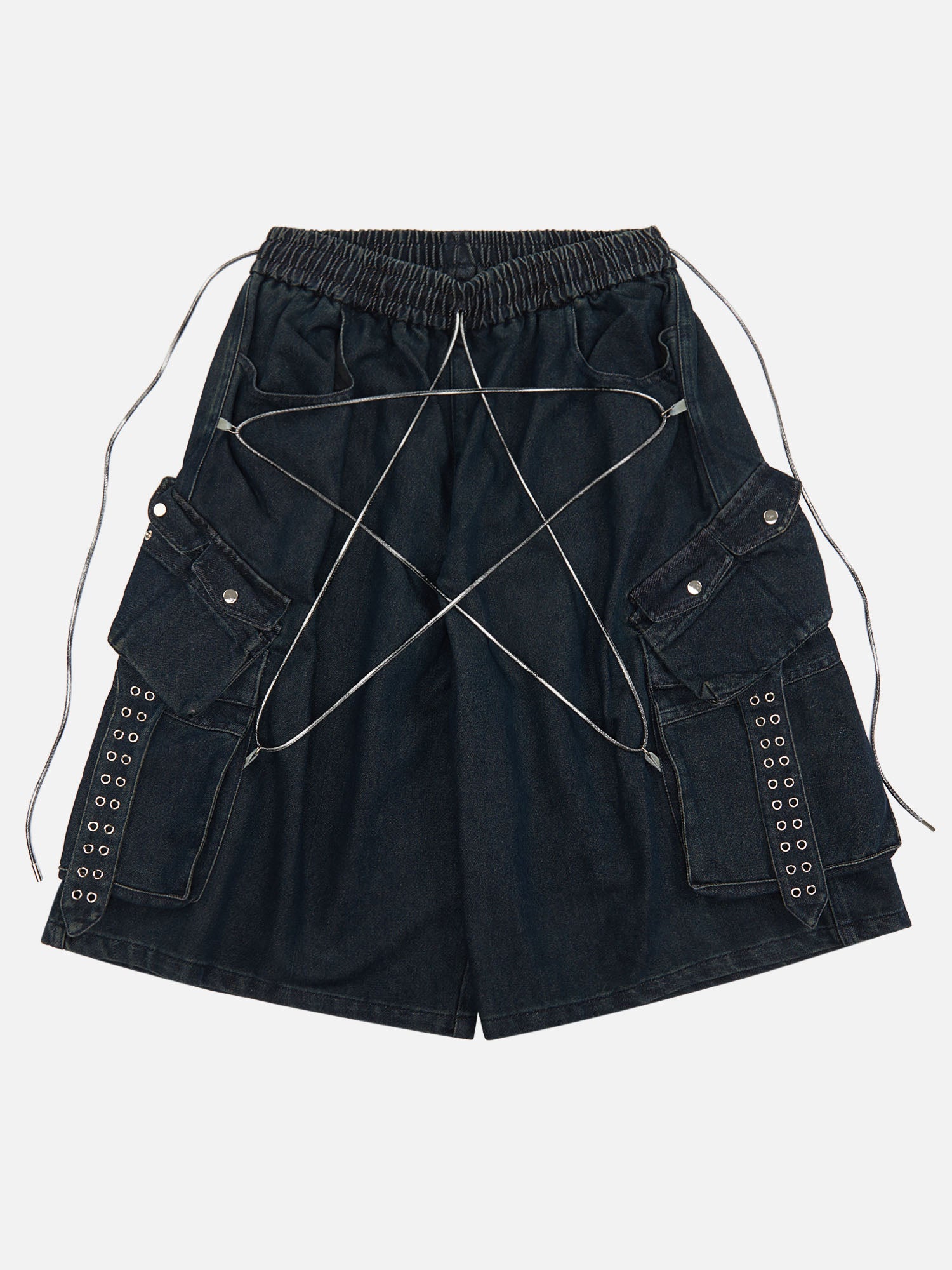 Street Five-pointed Star Design Heavy Distressed Denim Shorts