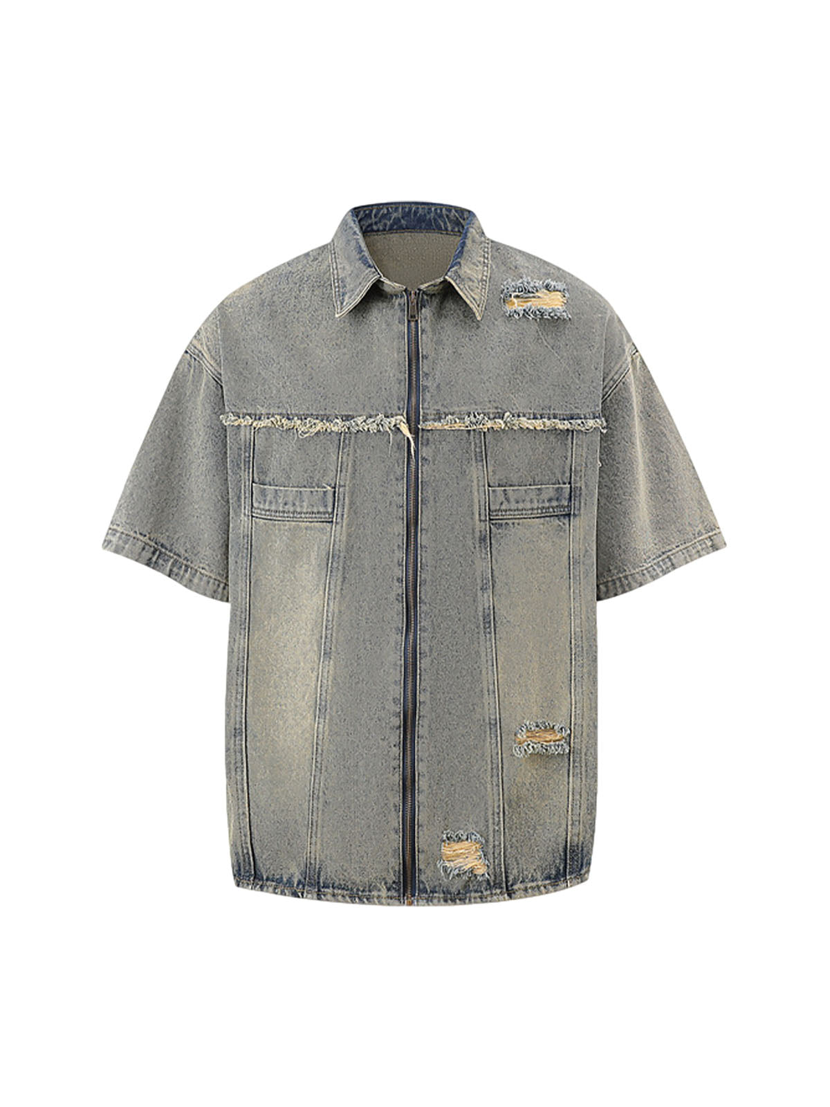 Distressed Ripped Denim Suit