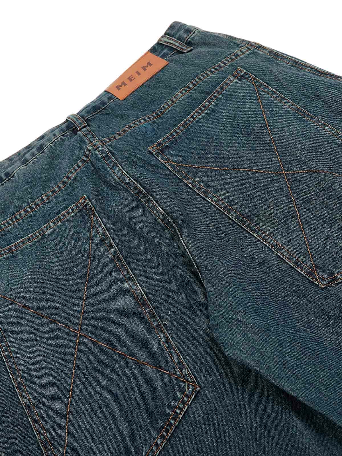 Washed Deconstructed Split Scimitar Baggy Barrel Jeans 