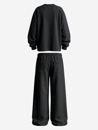 Two-Tone Embroidered Sweatshirt Set