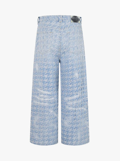 Distressed Frayed Textured Denim Jeans 