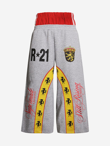 Striped Badge Graphic Double-Waist Track Pants