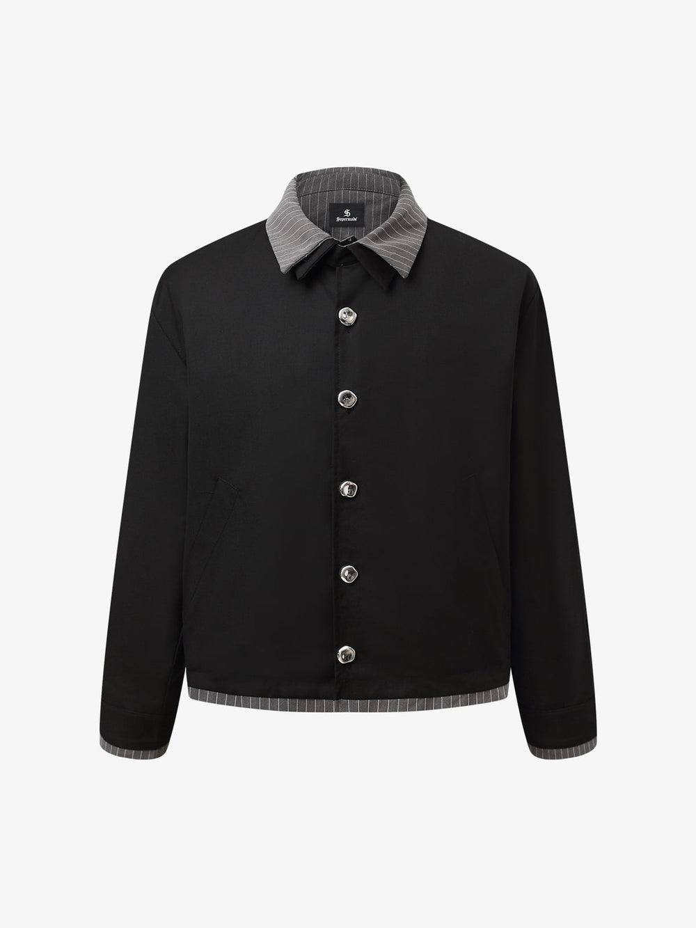 Deconstructed Double-Collar Cropped Jacket