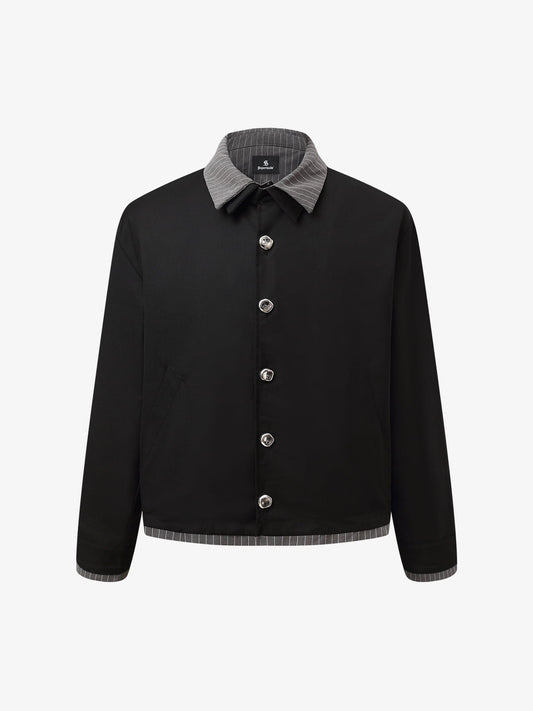 Deconstructed Double-Collar Cropped Jacket