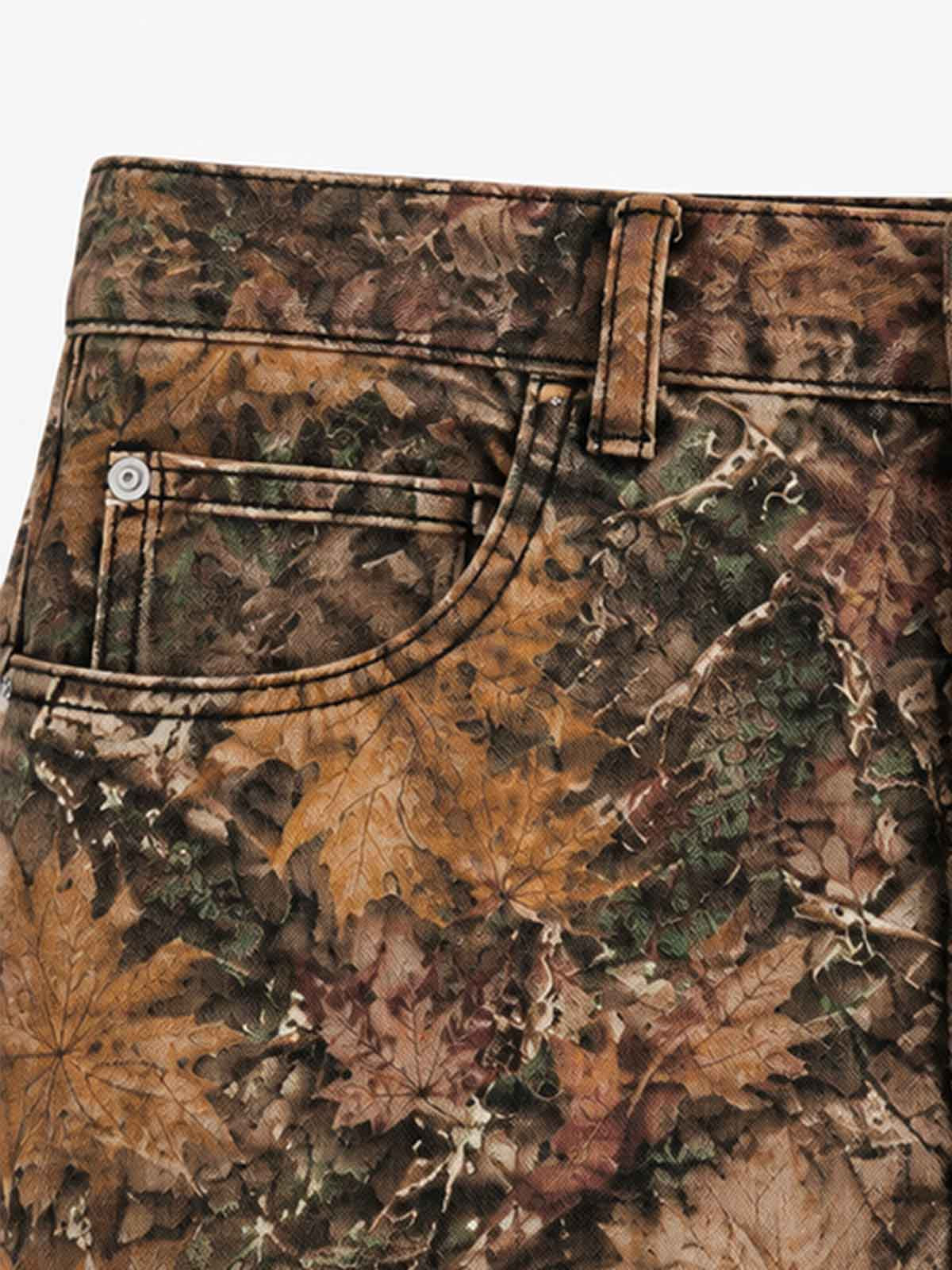 Maple Leaf Embroidered 3D Graphic Baggy Pants