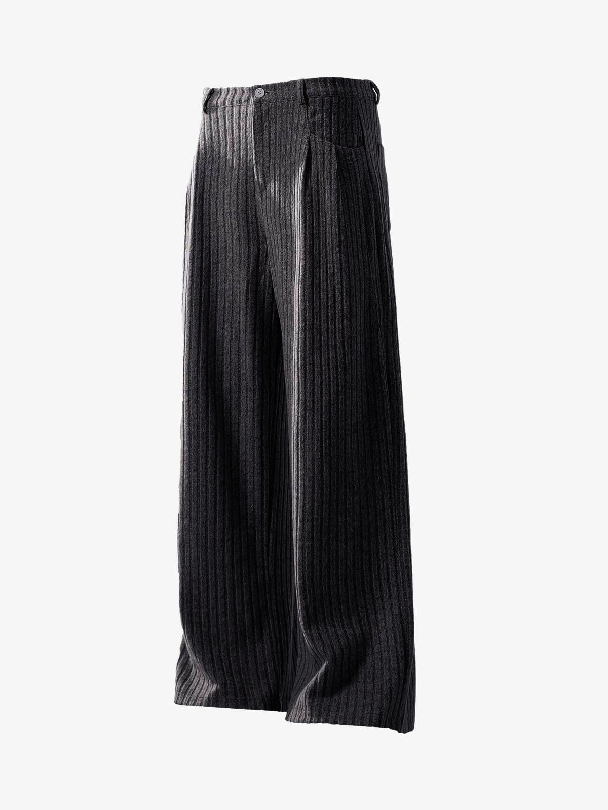 Retro Wool Blend Pleated Baggy Trousers 