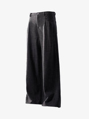 Retro Wool Blend Pleated Baggy Trousers 
