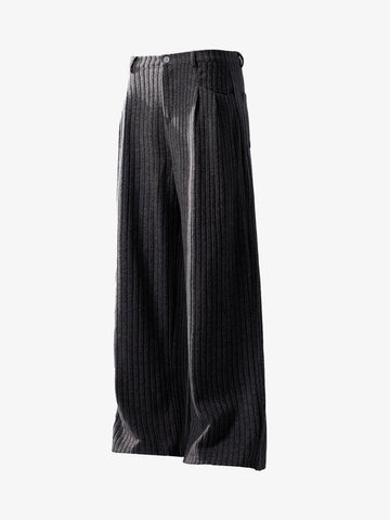 Retro Wool Blend Pleated Baggy Trousers 
