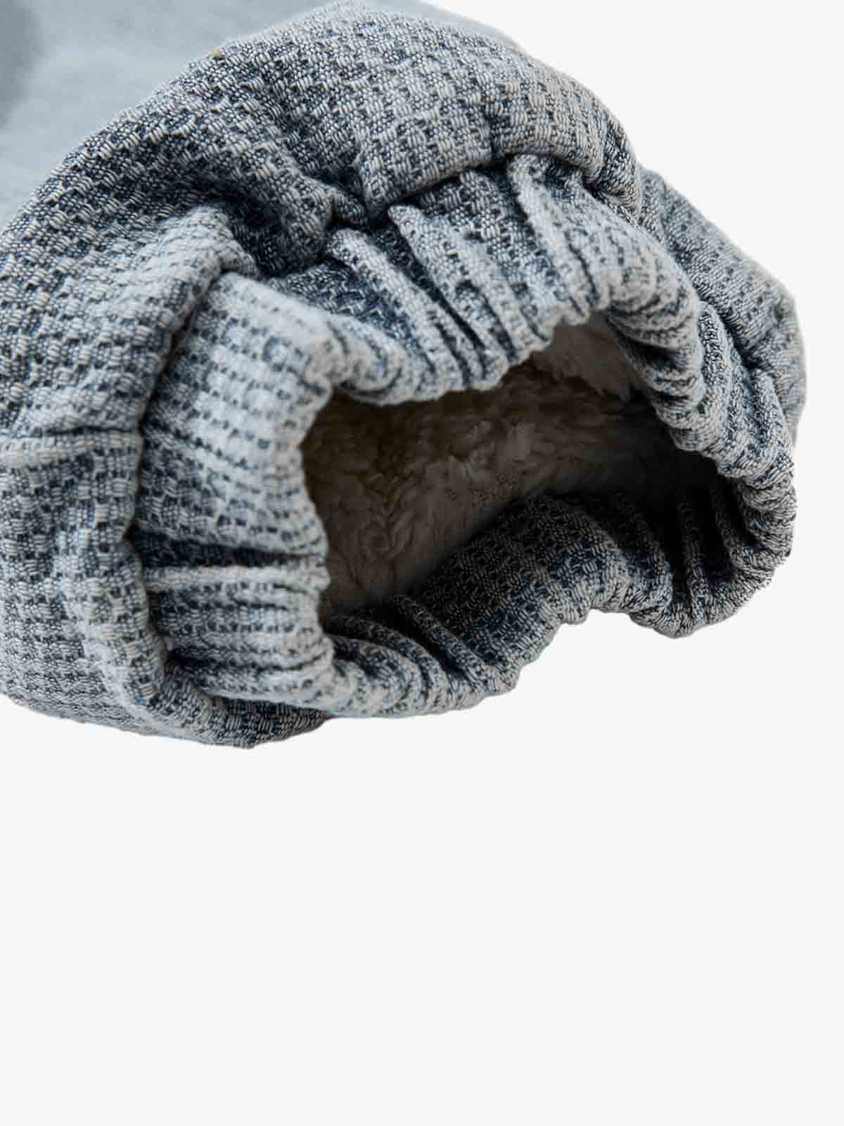 Washed Embroidered Fur-Lined Denim Bomber Jacket