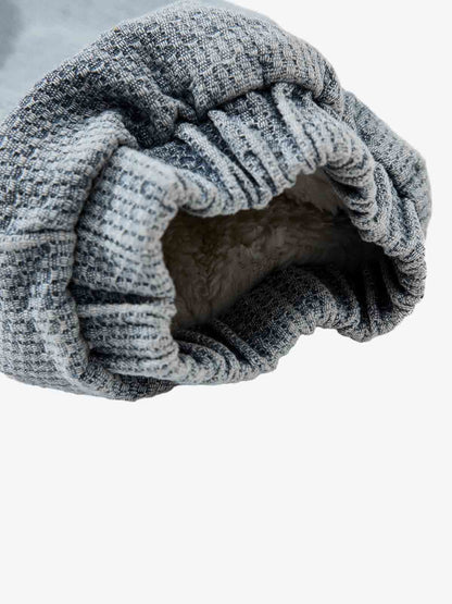 Washed Embroidered Fur-Lined Denim Bomber Jacket