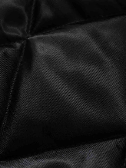 Retro Fur Collar Ruched Leopard Lining Bomber Jacket 