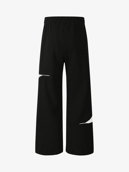 Retro Colorblock Stripe Drawstring Loose Drape Pants 