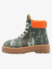 Camo Print Lace Up Chunky Ankle Boots - 2597 