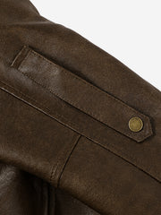 Belted Hem Faux Leather Bomber Jacket
