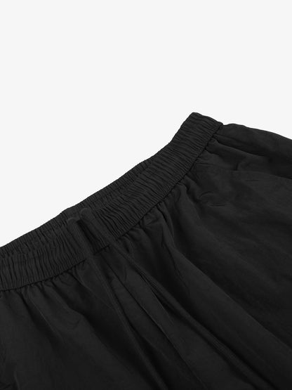 Diagonal Patchwork Drawstring Shorts