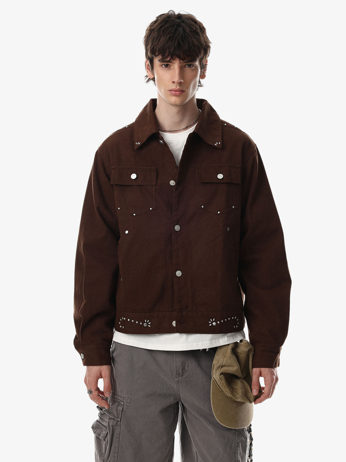 Studded Cropped Utility Jacket
