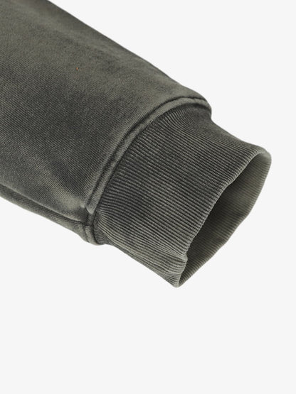 Retro Washed Distressed Irregular Shape Hoodie 