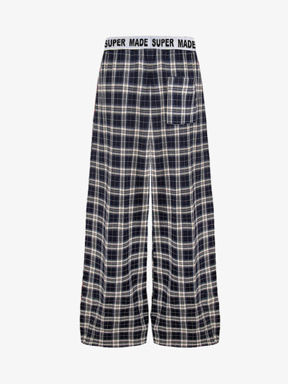 Super Soft Cotton Flannel Pajama Pants – Wide-Leg Plaid Lounge Pants