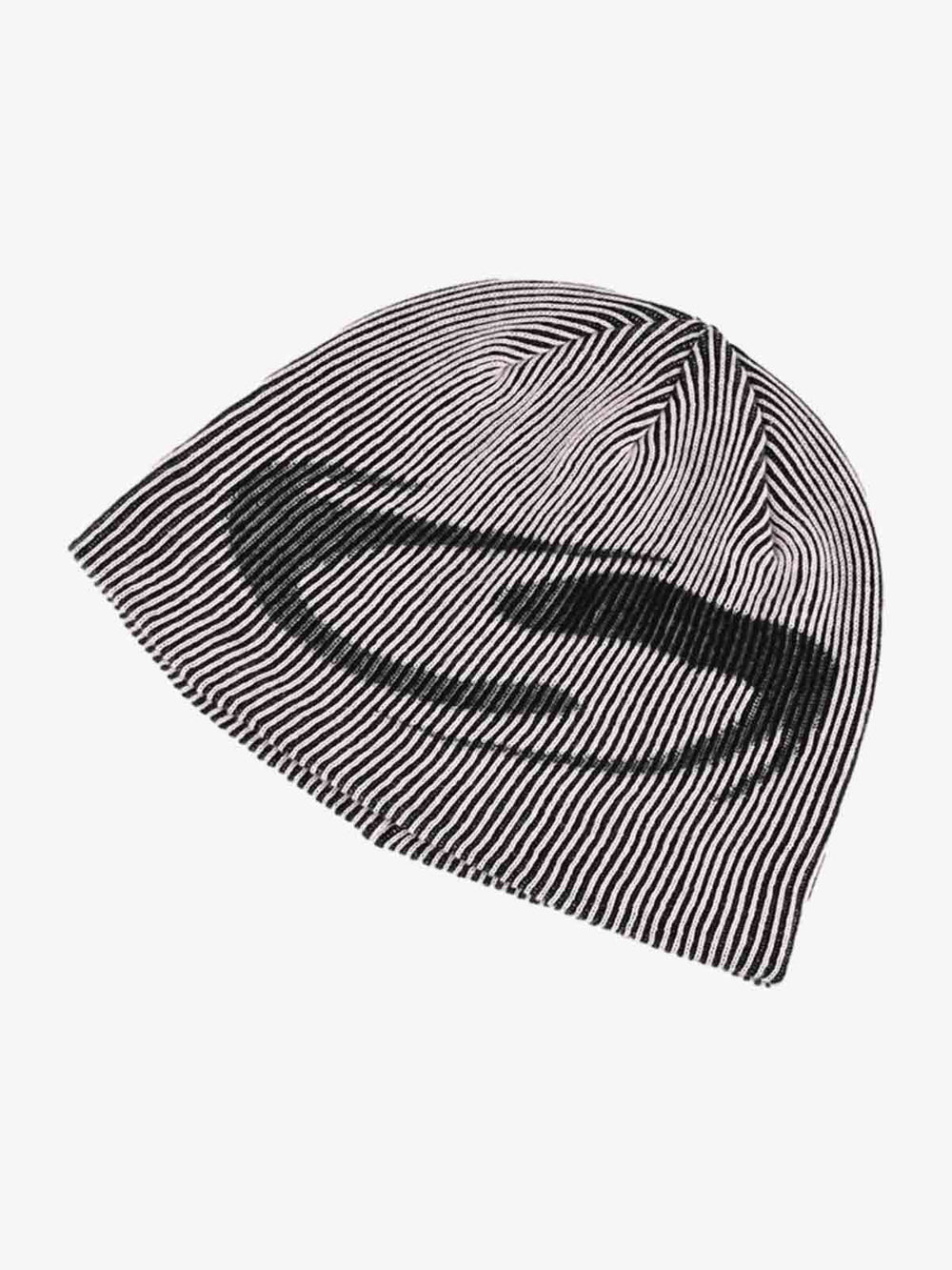 Retro High-Street Striped Graphic Knit Beanie 