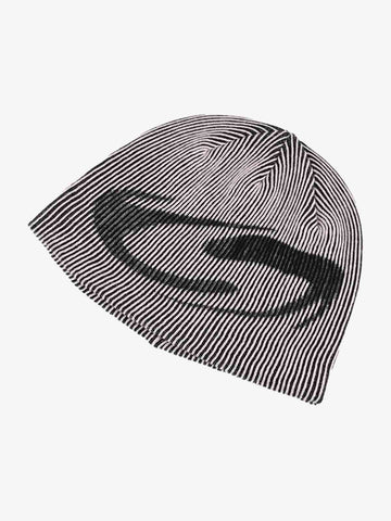 Retro High-Street Striped Graphic Knit Beanie 