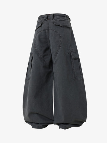 Curved-Hem Baggy Cargo Pants 