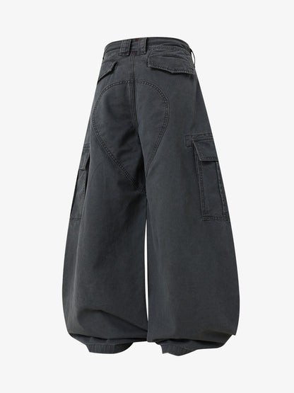 Curved-Hem Baggy Cargo Pants 