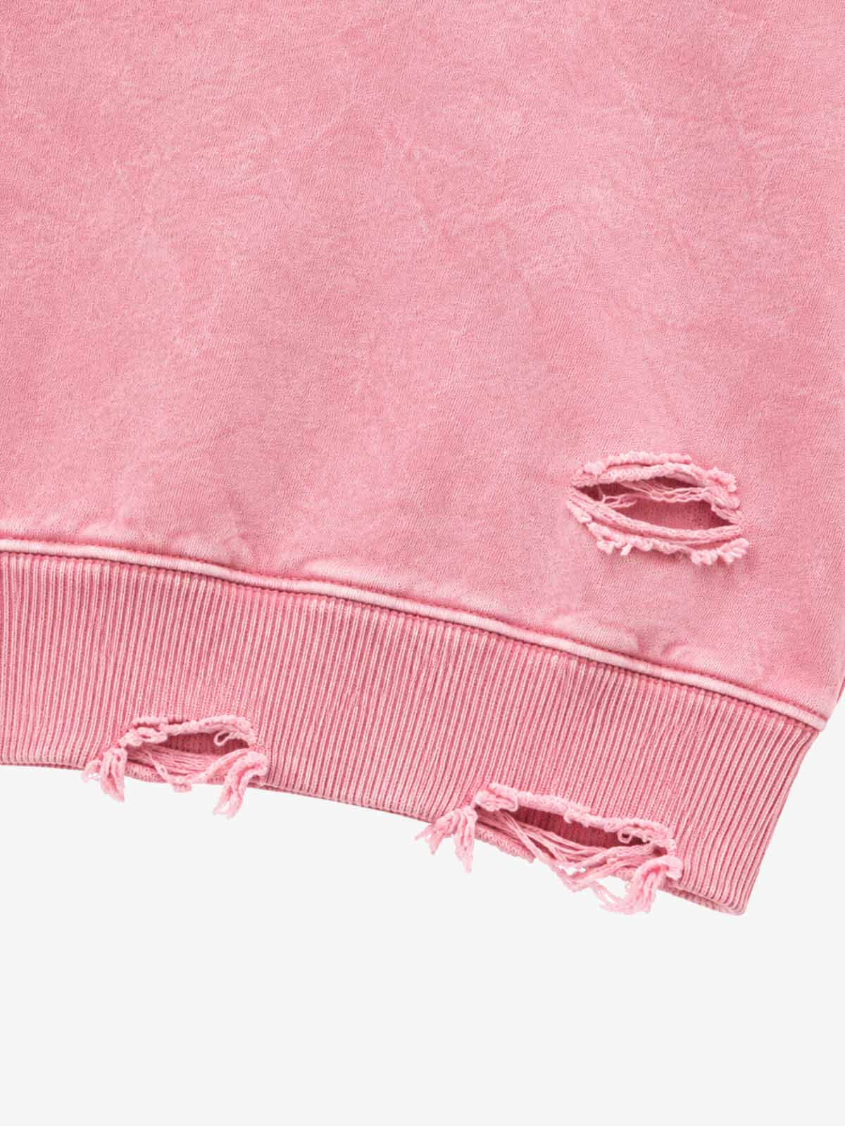 Playful Patch Distressed Boxy Hoodie
