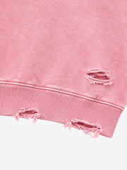 Playful Patch Distressed Boxy Hoodie