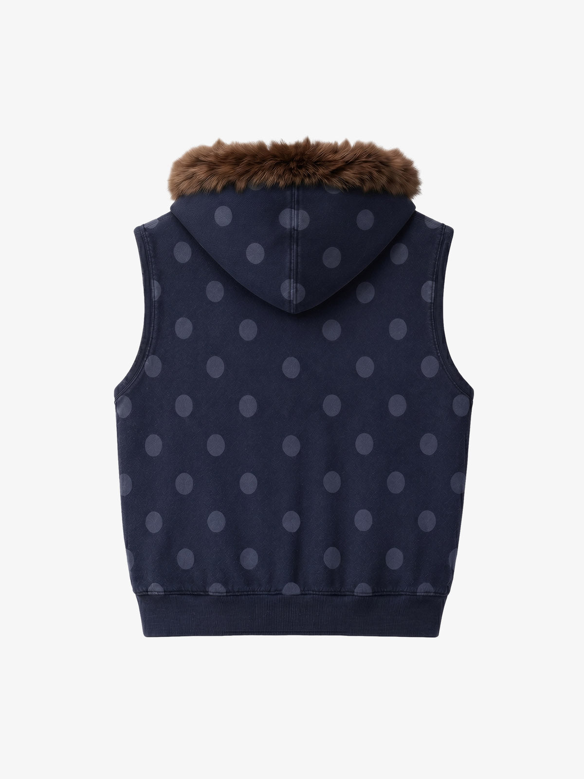 Faux Mink Fur Polka Dot Zip-up Hooded Vest