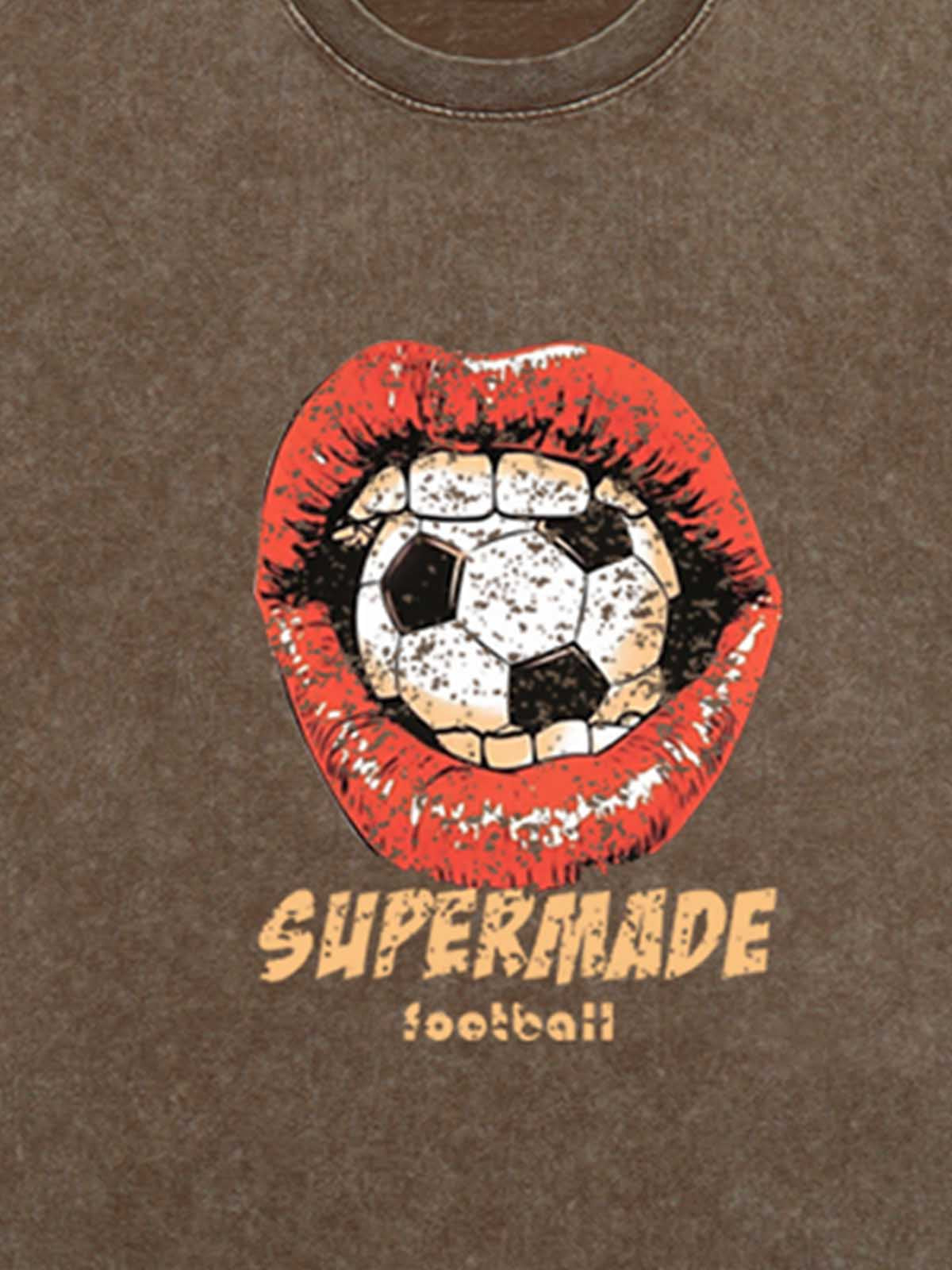 Soccer Ball Lips Graphic T-Shirt 
