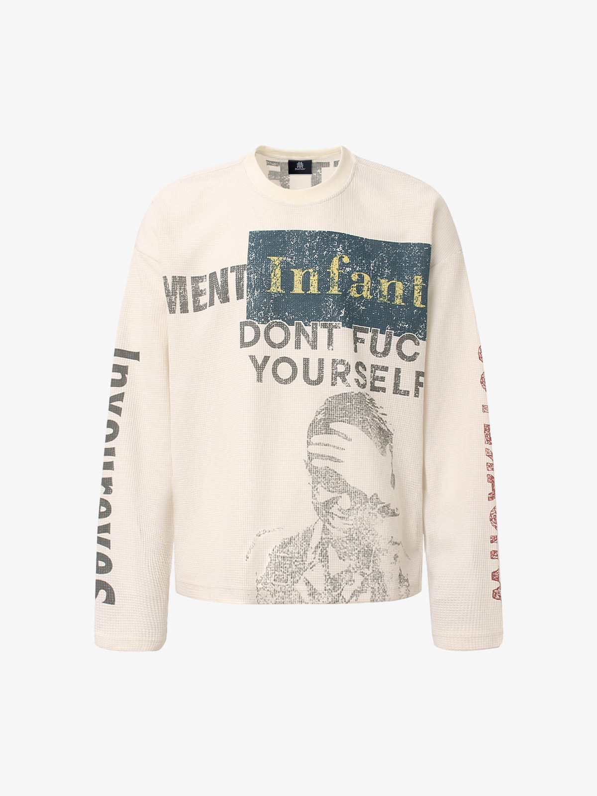 Retro Portrait Letter Print Long-sleeved T-shirt 