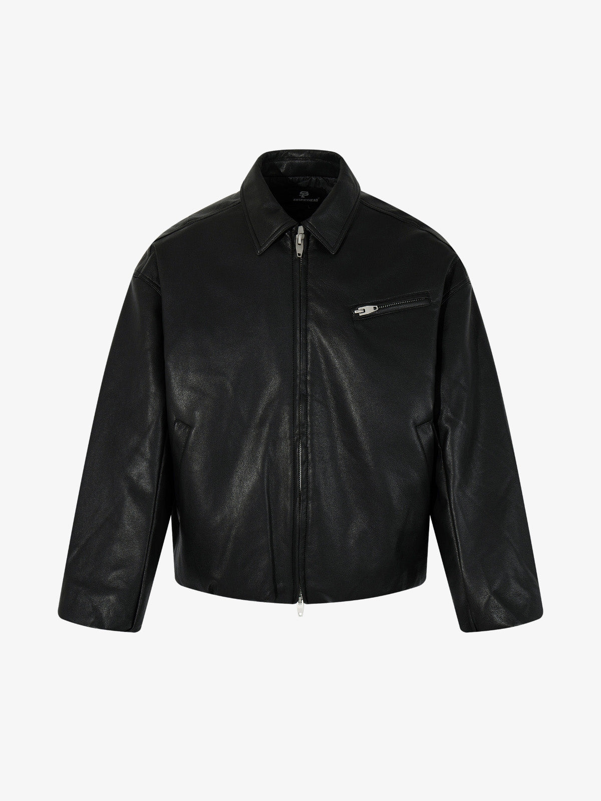 Stylish Black Leather Jacket with Zipper Detail for Modern Fashionistas 