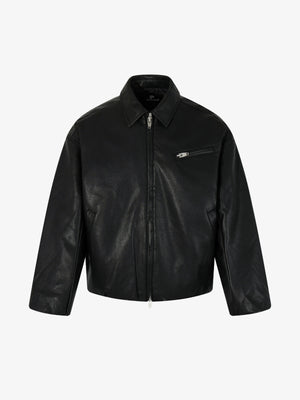 Stylish Black Leather Jacket with Zipper Detail for Modern Fashionistas 