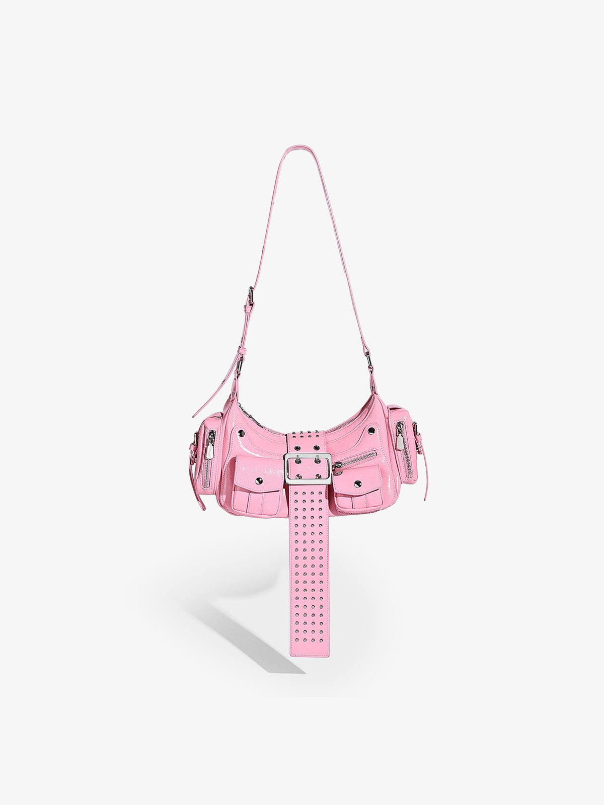 Studded Belt Buckle Shoulder Bag