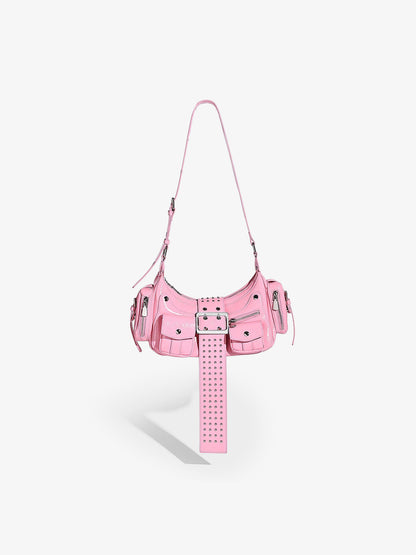 Studded Belt Buckle Shoulder Bag