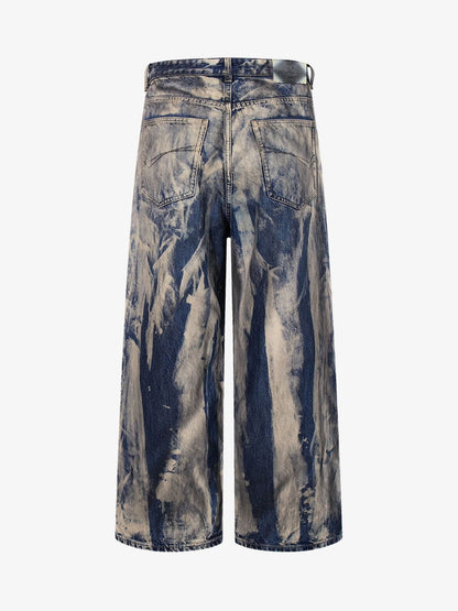 Wide-Leg Tie-Dye Denim Pants for Women - Fashionable and Comfortable Design 