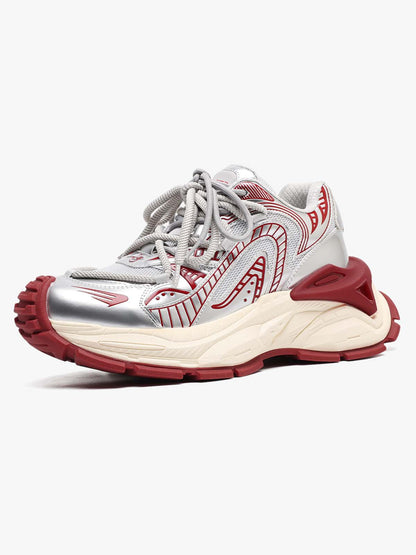 Thesupermade American Retro Invisible Height-enhancing Thick-soled Mecha Sneakers 