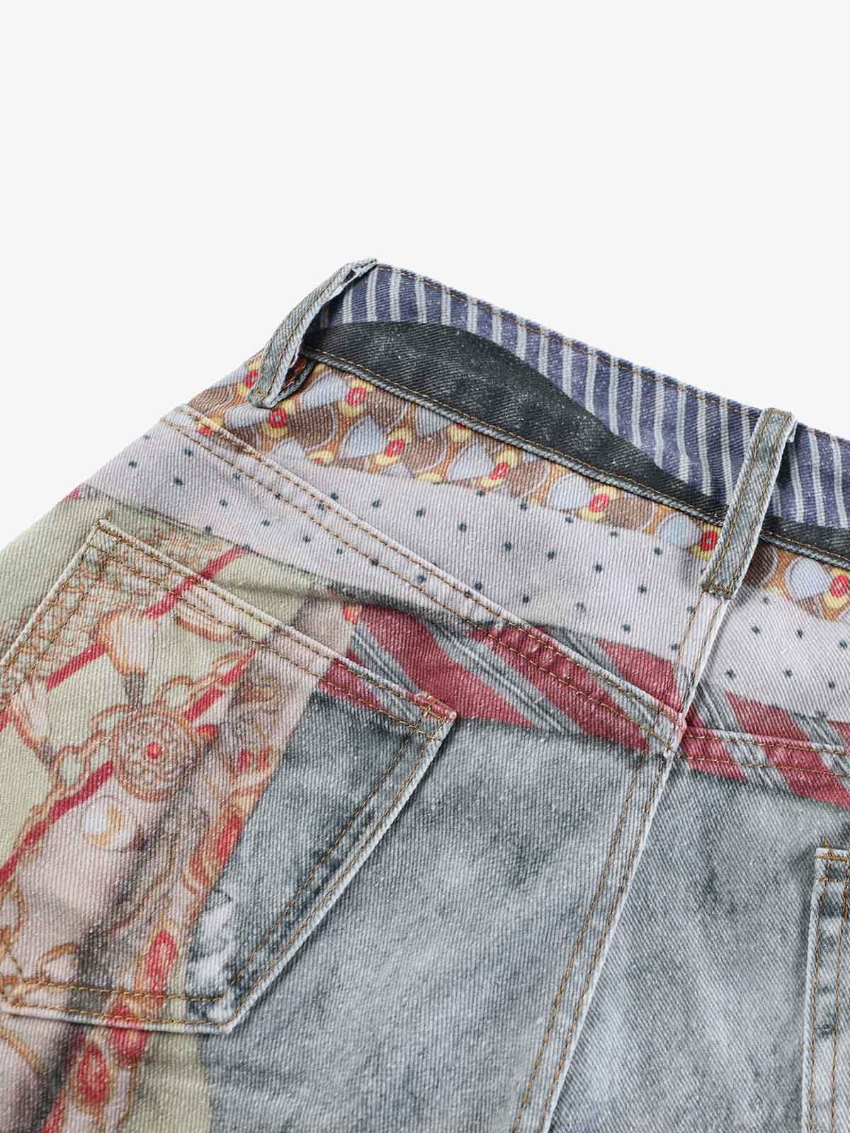 3D Tie Graphic Jeans