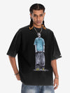 300G Jade Pattern Dyed Cotton Oversized T-Shirt with Skeleton Graphic Print Streetwear 