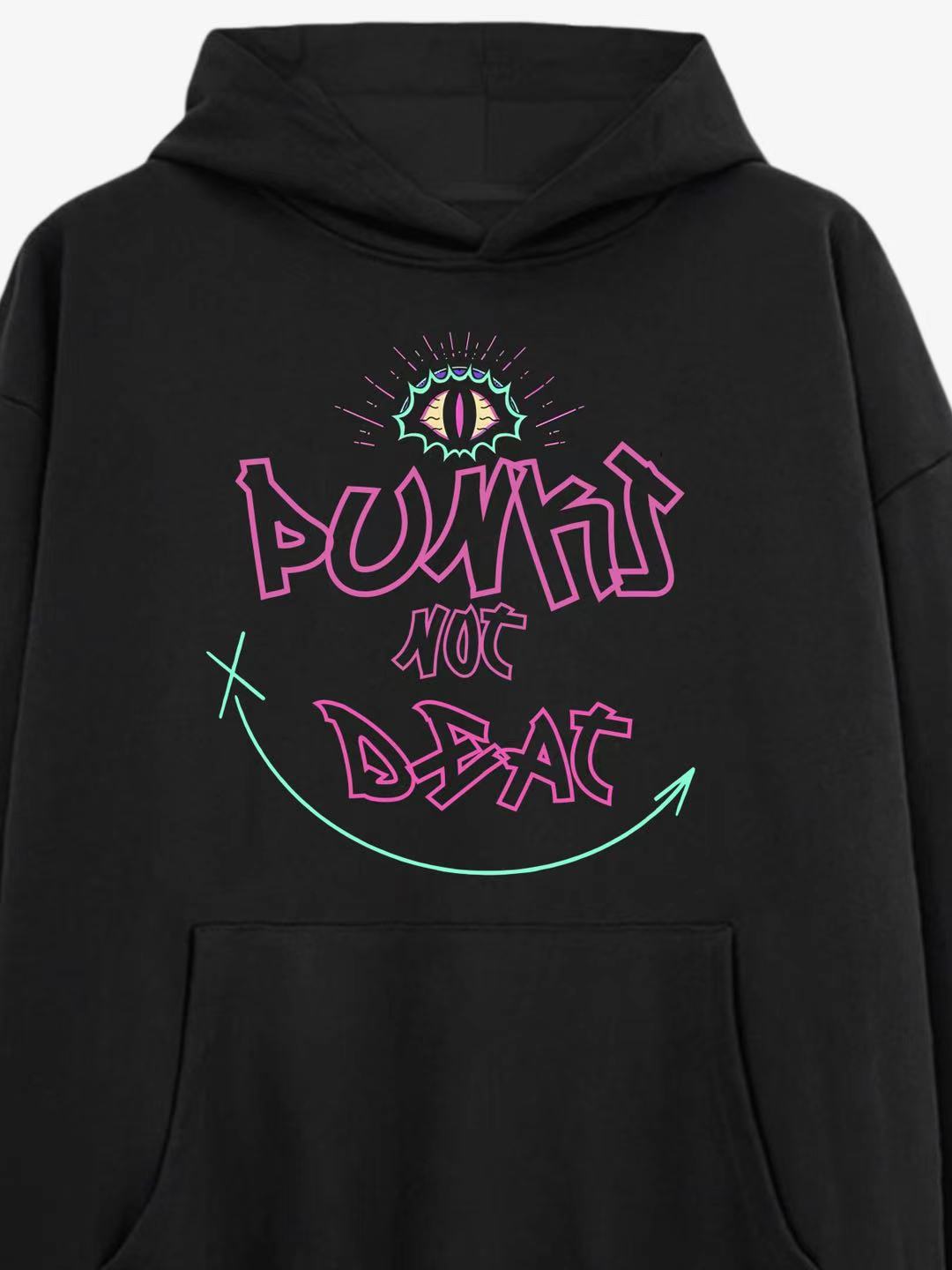 'Punks Not Dead' Graphic Design Cotton Hoodie 