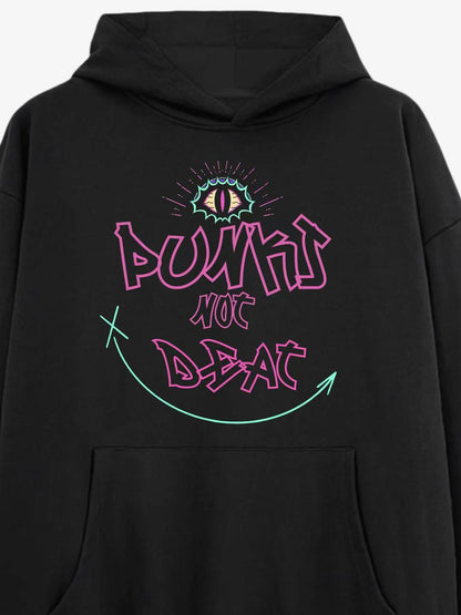 'Punks Not Dead' Graphic Design Cotton Hoodie 