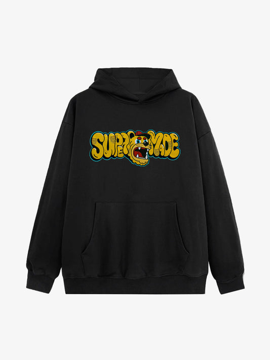 Street-Cool Tiger Head Graffiti Style Hooded Sweatshirt 
