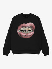 Streetwear Hip-Hop Gold Mouth Print Sweatshirt 