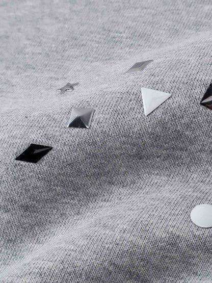 Metal Stud Detail Boxy Fit Hoodie