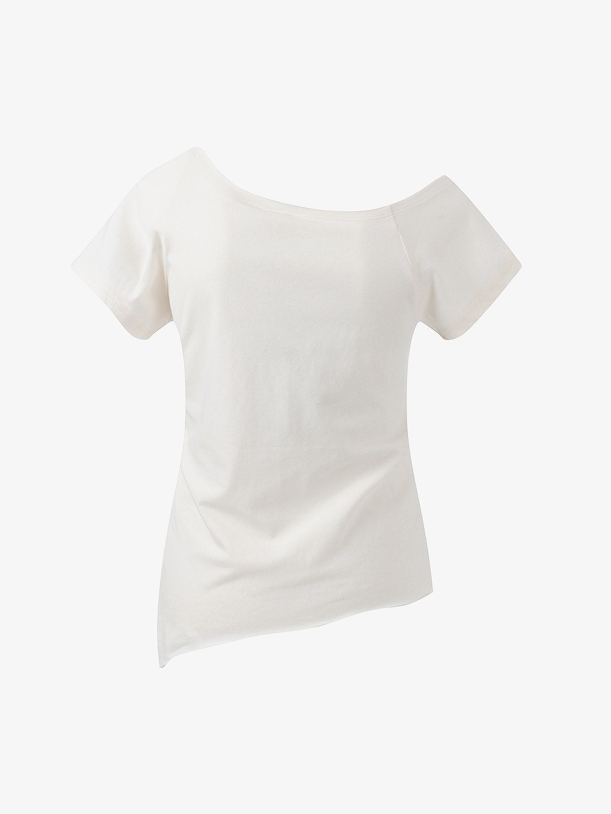 Off Shoulder Cross Graphic Slim Fit T-Shirt 