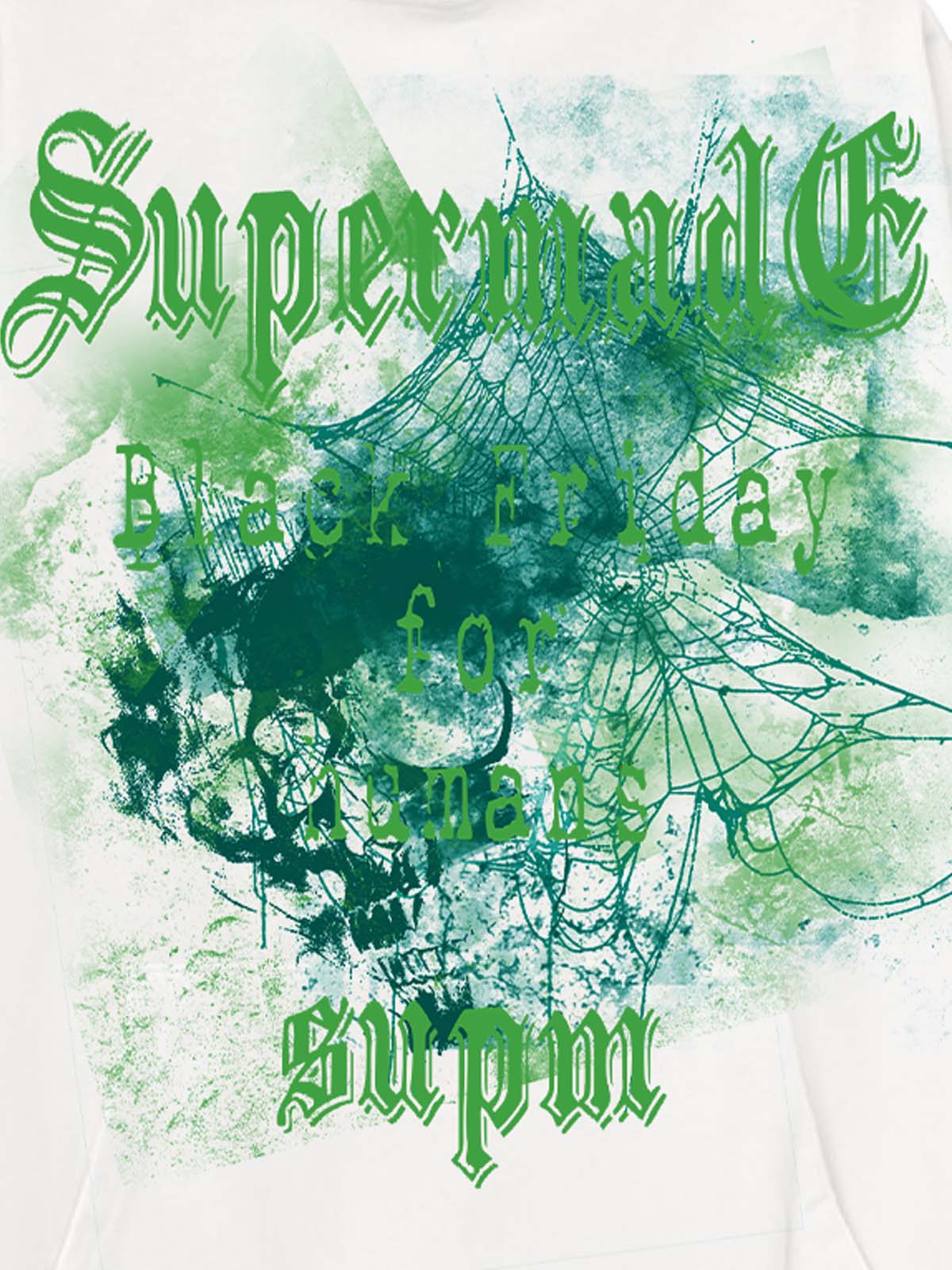 THE SUPERMADE Black Friday Human Supremacy Graphic Hoodie with Skull and Web Design 