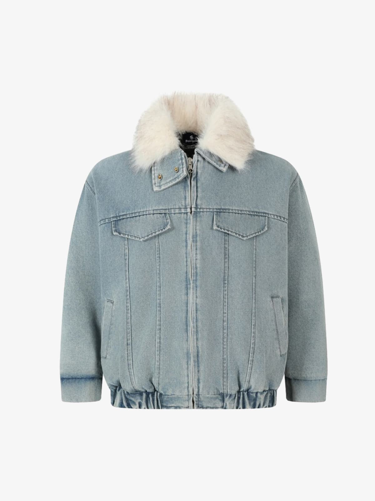 Vintage Detachable Sherpa Collar Aviator Denim Jacket 